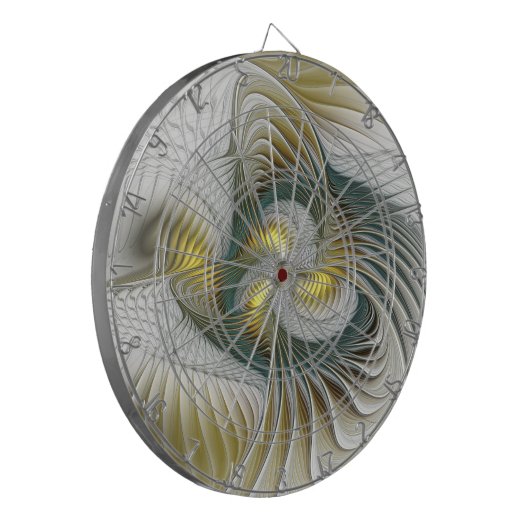 Nobly Golden Blauwgroen Abstracte Fantasy Fractal  Dartbord (Voorkant Links)