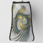 Nobly Golden Blauwgroen Abstracte Fantasy Fractal Golfheadcover (Draai 90)