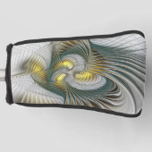Nobly Golden Blauwgroen Abstracte Fantasy Fractal Golfheadcover (Voorkant)
