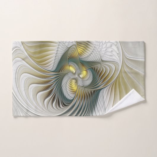 Nobly Golden Blauwgroen Abstracte Fantasy Fractal  Handdoek (Handdoek)