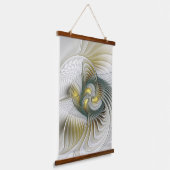 Nobly Golden Blauwgroen Abstracte Fantasy Fractal  Hangend Wandkleed (Gebogen)