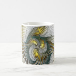 Nobly Golden Blauwgroen Abstracte Fantasy Fractal Koffiemok
