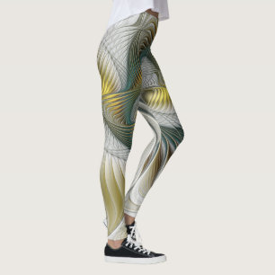 Nobly Golden Blauwgroen Abstracte Fantasy Fractal  Leggings