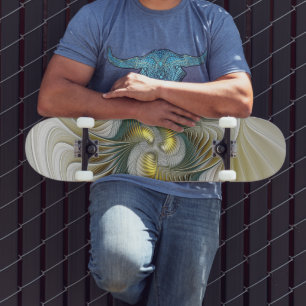 Nobly Golden Blauwgroen Abstracte Fantasy Fractal Skateboard