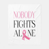 Nobody Fights Alone Pink Ribbon  Fleece Deken (Voorkant)