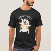 Nobody's Purfect Funny Cat Pun Dark BG T-shirt (Voorkant)
