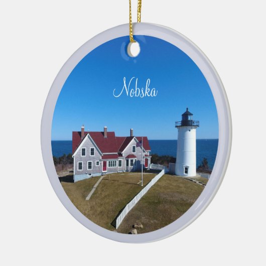 Nobska Lighthouse Cape Cod Kerstmis Keramisch Ornament (Links)