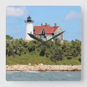 Nobska Point Lighthouse, Massachusetts Wall Clock Vierkante Klok