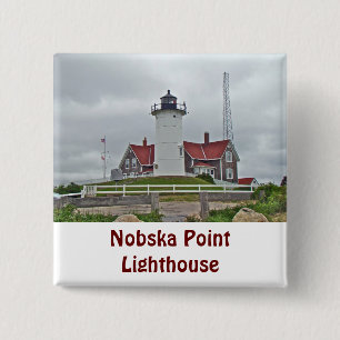 Nobska Point Lighthouse-reeks Vierkante Button 5,1 Cm
