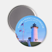 Nobska Point Phare Massachusetts Rond Magnet (Recto/Verso)