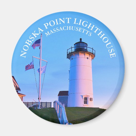Nobska Point Phare Massachusetts Rond Magnet (Devant)