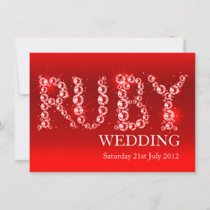 Noces de rubis scintillantes en pierres invitation
