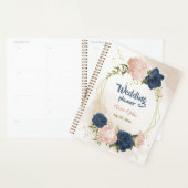 Noces navy et fleurs verdure blush (Devant avec enveloppe)