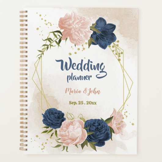 Noces navy et fleurs verdure blush (Devant)