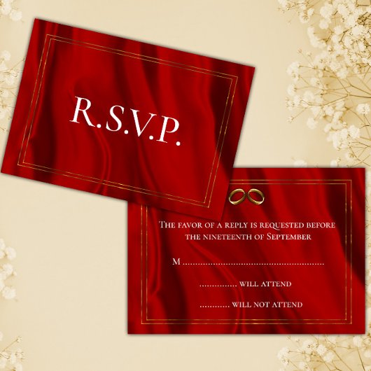 Noces rouge en soie et or RSVP