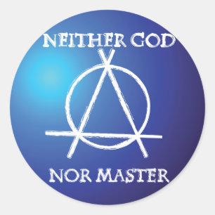 Noch God, noch Meester Anarchie Symbool Ronde Sticker