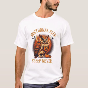 Nocturna Club Slaap Nooit Uil Koffie T-Shirt