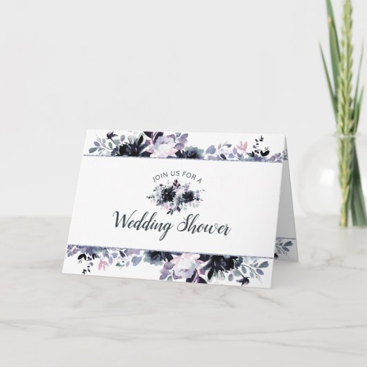 Nocturnal Floral Navy Blue Couple's Wedding Shower (Voorkant)