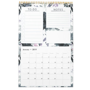 Nocturnal Floral Waterverf Jaarlijkse Maandplanner Kalender