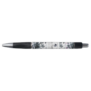 Nocturnal Floral Waterverf Navy Custom Logo Pen