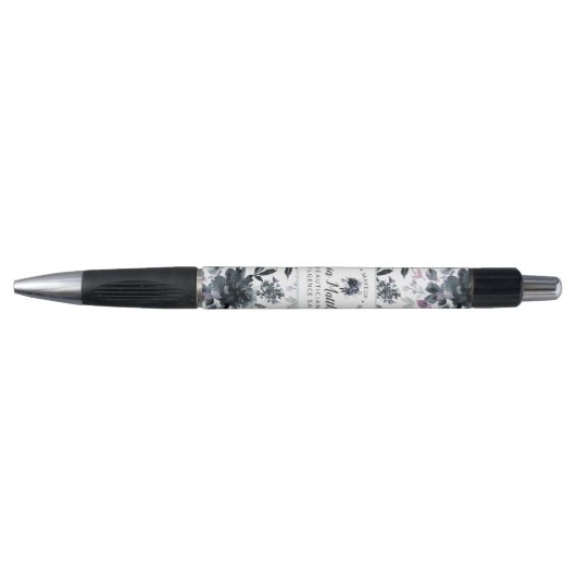 Nocturnal Floral Waterverf Navy Custom Logo Pen (Voorkant)