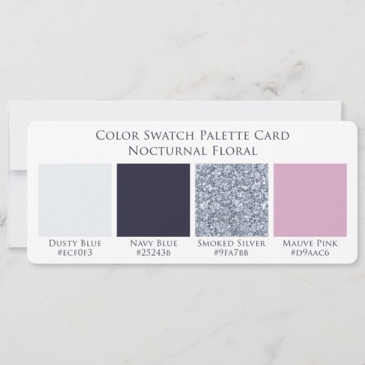 Nocturnal Floral Wedding Color Swatch Palette Kaar (Voorkant)