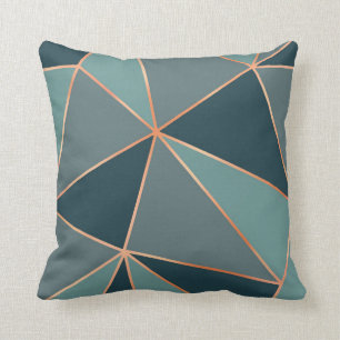 Nocturne Blue Aegean Blauwgroen Roos Gold Kussen