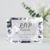 Nocturne Floral Dusty Blue Wedding Réponse RSVP (Debout devant)