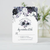 Nocturne Floral Dusty Blue Wedding RSVP Réponse (Debout devant)