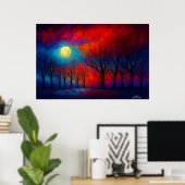 Nocturne in Crimson and Cobalt Poster (Thuiskantoor)