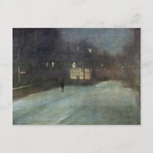 Nocturne in grijze sneeuw en goudsneeuw op zee doo briefkaart