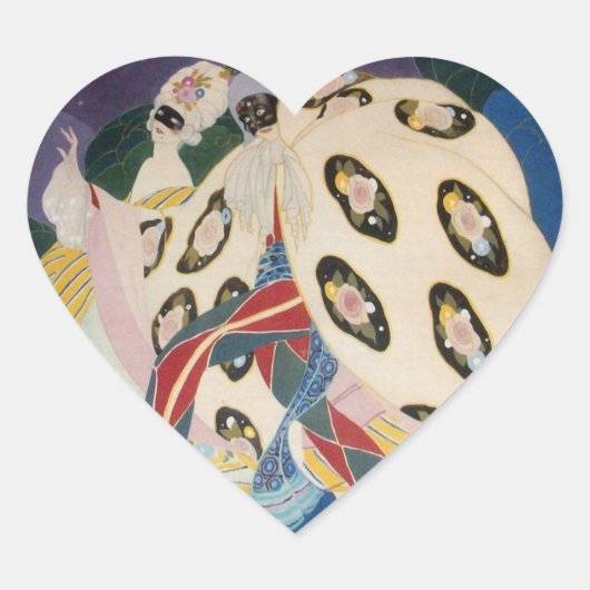 NOCTURNE MET MASKERS / Venetiaanse Masquerade Hart Sticker (Voorkant)