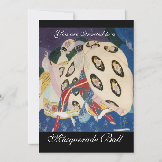 NOCTURNE MET MASKS, MARDI GRAS MASQUERADE BALL KAART (Voorkant)