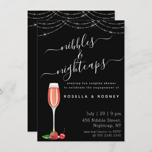 Nocturnes Nibbles Budget Couples Douche Invitation (Devant / Derrière)