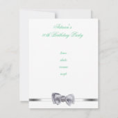 Nodig 40th Party Mint Silver Bow Fabulous uit Kaart (Achterkant)