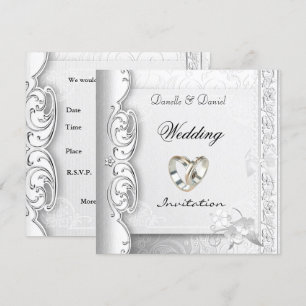 Nodig bruiloft Elegant White Lace Rings uit Kaart