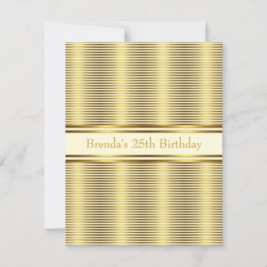 Nodig Elegant Goud & Wit Streep Horizontaal uit Kaart (Achterkant)