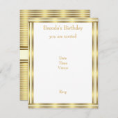 Nodig Elegant Goud & Wit Streep Horizontaal uit Kaart (Voorkant / Achterkant)