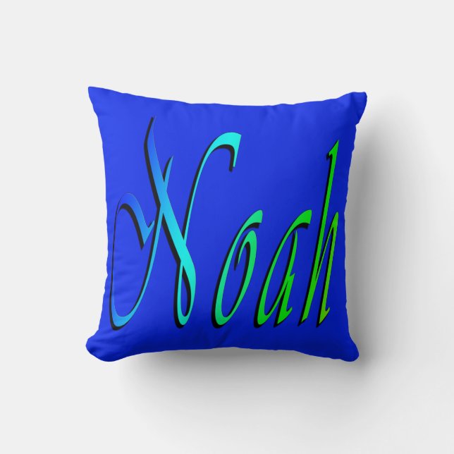 Noé, Nom, Logo, Coussin à Thon Bleu (Recto)