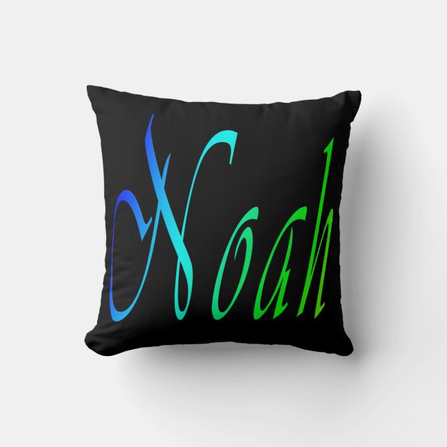 Noé, Nom, Logo, Coussin à Thon Noir (Recto)