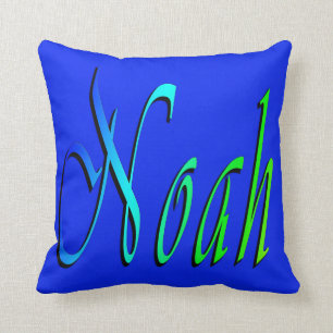 Noé, nom, logo, coussin bleu de jet