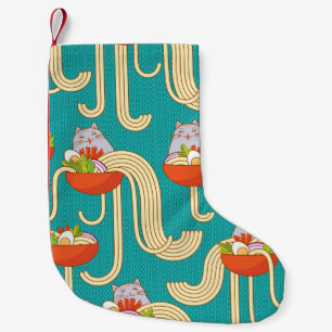 Noedels Grappige Katten Turquoise Achtergrond Kleine Kerstsok