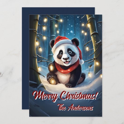 Noël 10 panda, Joyeuses fêtes, carte de Noël (Devant / Derrière)