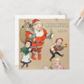 Noël 1901 santa claus carte de vacances (Devant/Arrière en situation)