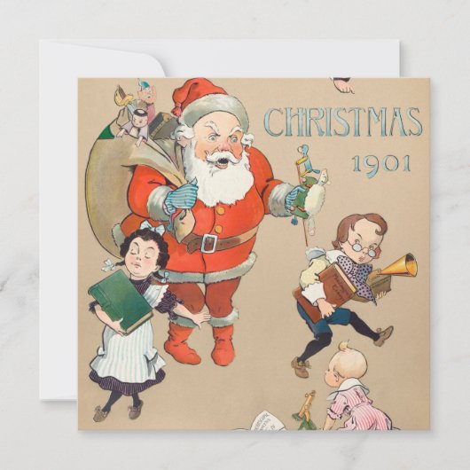Noël 1901 santa claus carte de vacances (Devant)