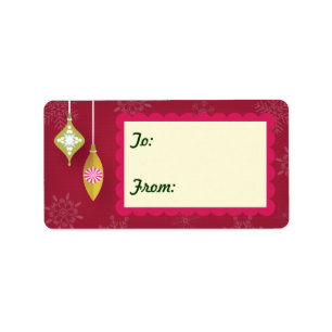 Noël 1.25x2.38 rouge ornemente des étiquettes