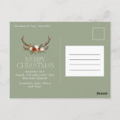 Noël 1 photo botanique cerf floral carte postale (Dos)