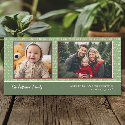 Noël 2 photo rouge et vert - Carte de vacances