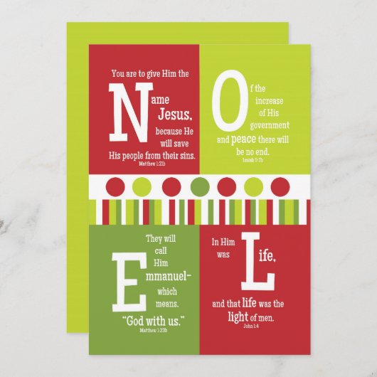 NOEL 2-sided kerstkaart voor scripts (Voorkant / Achterkant)