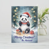 Noël 3 panda, Joyeuses fêtes, Carte de Noël (Debout devant)
